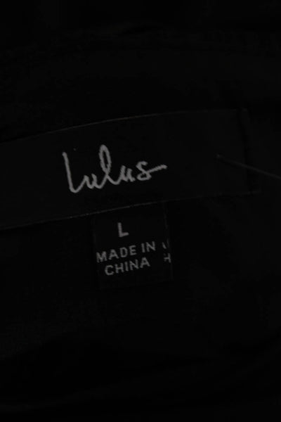 Lulus Women Wrap Dress Black V-Neck Short Sleeve Tie Polyester Maxi Size L