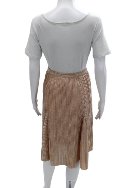 Maeve Anthropologie Womens Pleated Skirt Gold Midi Polyester Zip Size XS
