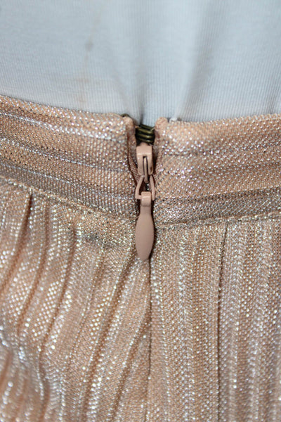 Maeve Anthropologie Womens Pleated Skirt Gold Midi Polyester Zip Size XS