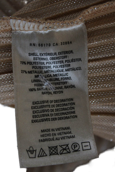 Maeve Anthropologie Womens Pleated Skirt Gold Midi Polyester Zip Size XS