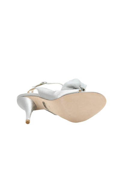 Badgley Mischka Womens Satin Jeweled Dylan Sandal Heels Grey Size 8.5 Medium