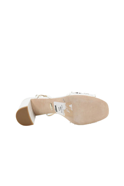 Badgley Mischka Womens Satin Jeweled Slingbacks Sandal Heels White Size 9