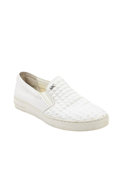 Michael Michael Kors Womens Leather Textured Sneakers White Size 8 Medium