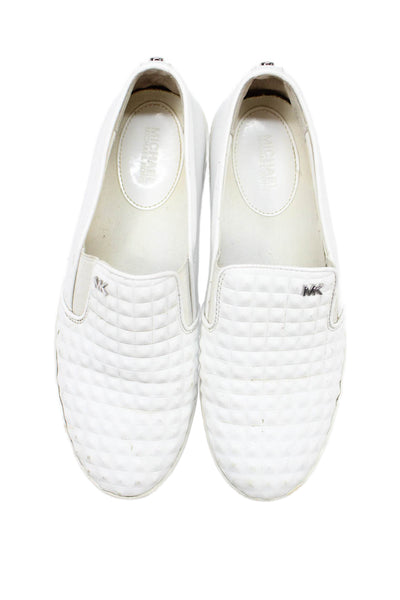 Michael Michael Kors Womens Leather Textured Sneakers White Size 8 Medium