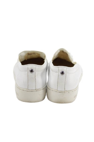 Michael Michael Kors Womens Leather Textured Sneakers White Size 8 Medium