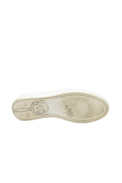 Michael Michael Kors Womens Leather Textured Sneakers White Size 8 Medium