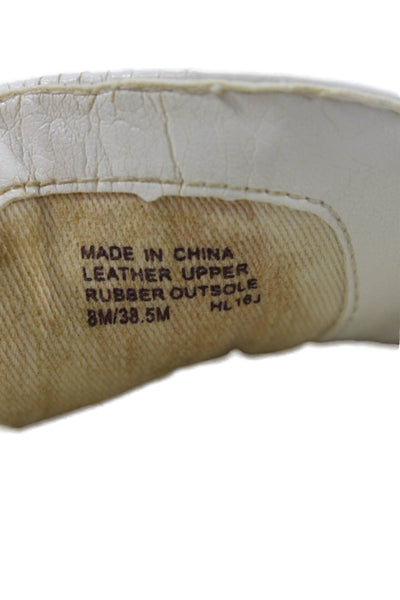 Michael Michael Kors Womens Leather Textured Sneakers White Size 8 Medium
