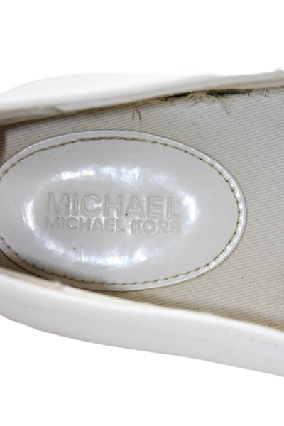 Michael Michael Kors Womens Leather Textured Sneakers White Size 8 Medium