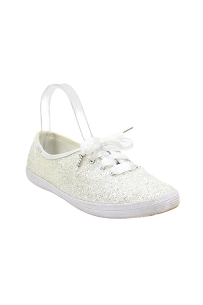 Keds x Kate Spade Womens Sequined Low Top Sneakers White Size 7.5