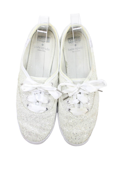 Keds x Kate Spade Womens Sequined Low Top Sneakers White Size 7.5