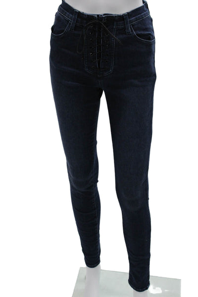 J Brand Women Skinny Blue Cotton Jeans Lace Up Size 26