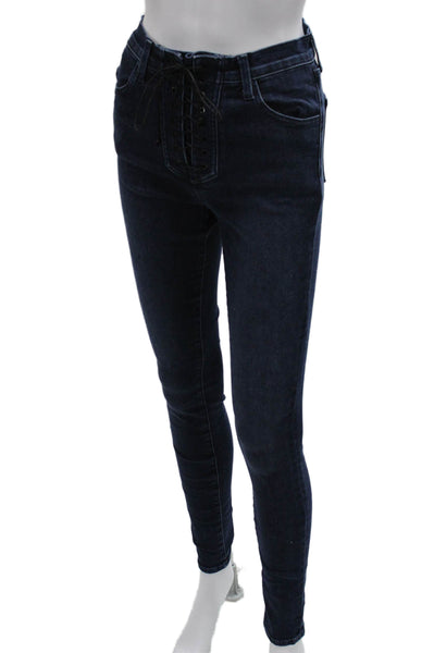 J Brand Women Skinny Blue Cotton Jeans Lace Up Size 26