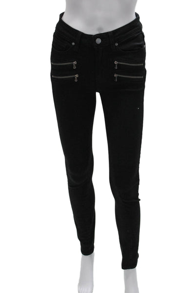 Paige Womens Skinny Jeans Black High Rise Rayon Inseam 29 Size 26
