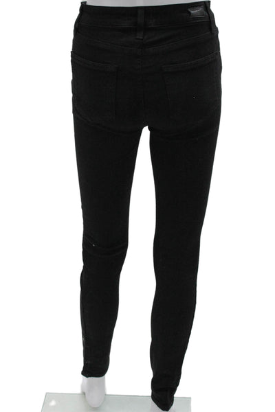 Paige Womens Skinny Jeans Black High Rise Rayon Inseam 29 Size 26