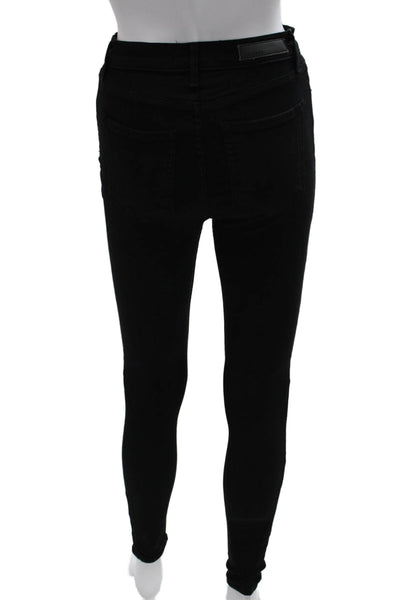 Grlfrnd Women Skinny Jeans Black Mid Rise Button Inseam 28 Size 27