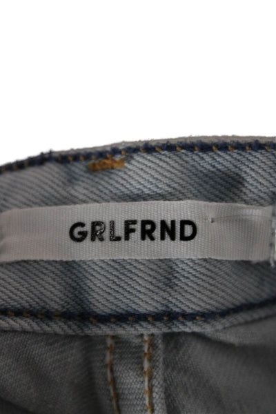 Grlfrnd Womens Blue Cut-Off Cotton Shorts Button Size 26