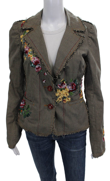 3J Workshop Womens Cotton Plaid Button Long Sleeve Blazer Multicolor Size S