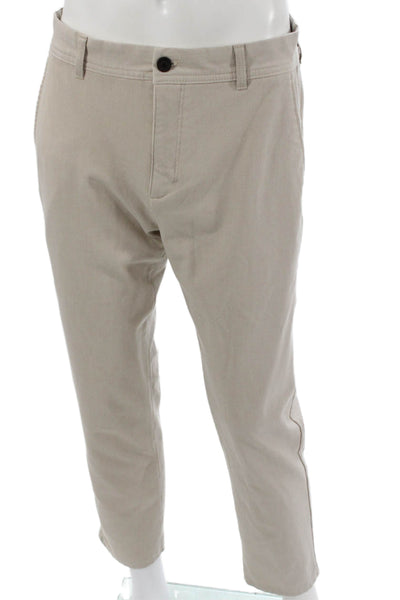Zara Mens Chino Pants Beige Polyester Button Size 32