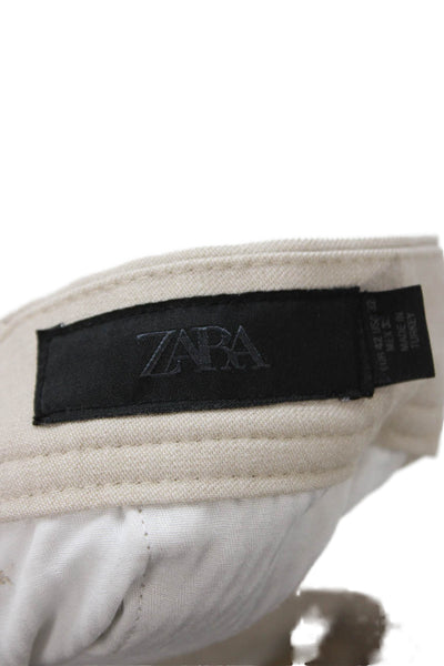 Zara Mens Chino Pants Beige Polyester Button Size 32
