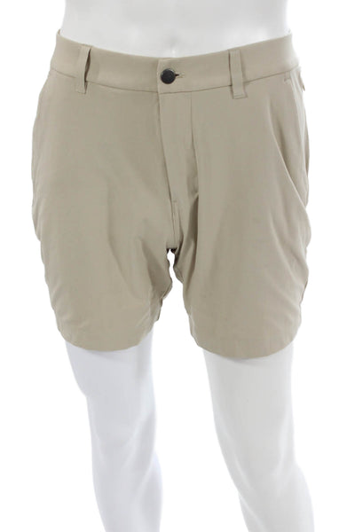 Lululemon Mens Athletic Beige Polyester Zip Shorts Size 30