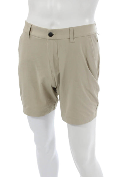 Lululemon Mens Athletic Beige Polyester Zip Shorts Size 30