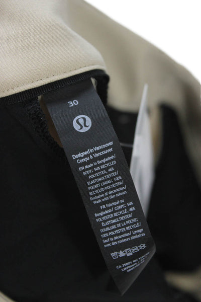 Lululemon Mens Athletic Beige Polyester Zip Shorts Size 30