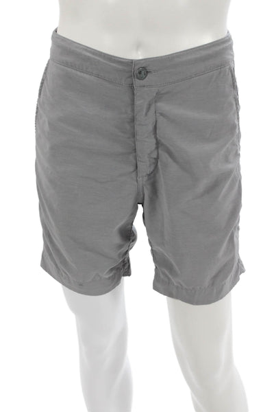 Faherty Mens Chino Shorts Gray Button Polyester Size 28