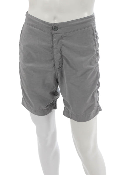 Faherty Mens Chino Shorts Gray Button Polyester Size 28