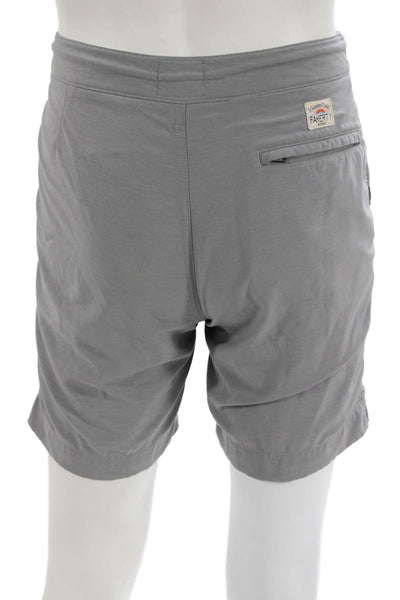 Faherty Mens Chino Shorts Gray Button Polyester Size 28