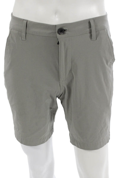 Vuori Mens Athletic Shorts Gray Polyester Zip Solid Spring Size 28