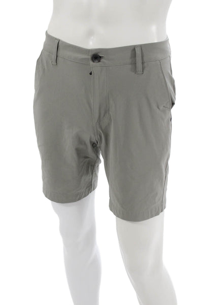 Vuori Mens Athletic Shorts Gray Polyester Zip Solid Spring Size 28
