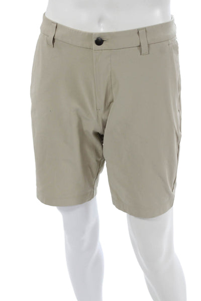 Lululemon Mens Athletic Shorts Beige Polyester Blend Zip Size S