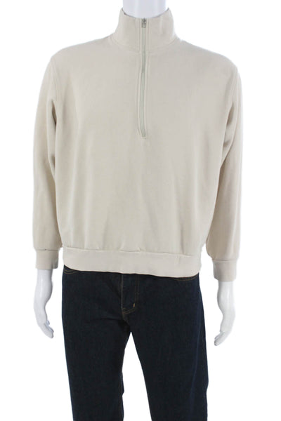 Lululemon Mens Beige Pullover Sweatshirt Mock Neck Zip Size S