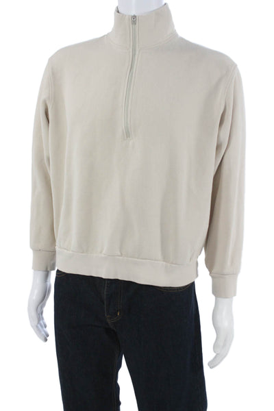 Lululemon Mens Beige Pullover Sweatshirt Mock Neck Zip Size S