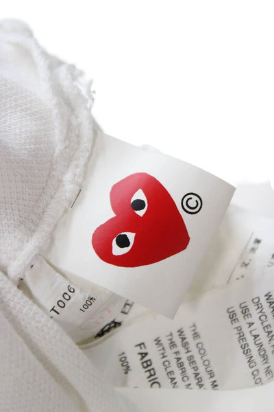 Play Comme Des Garcons Unisex White Cotton Collared Polo Short Sleeve Size M