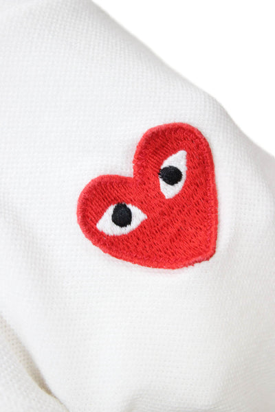 Play Comme Des Garcons Unisex White Cotton Collared Polo Short Sleeve Size M