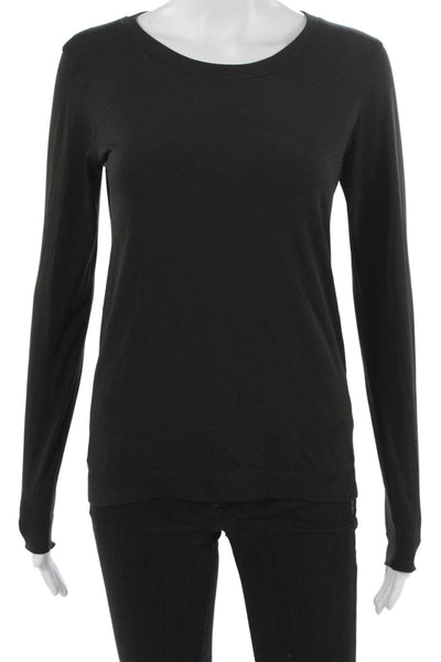 Lululemon Women Basic T-Shirt Black Crew Neck Long Sleeve Poly Blend Size 4