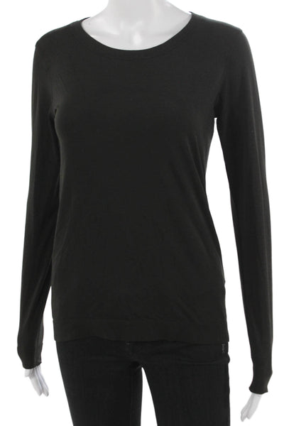 Lululemon Women Basic T-Shirt Black Crew Neck Long Sleeve Poly Blend Size 4