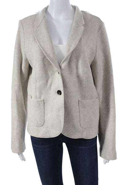 Ross035 Women Cardigan Beige Virgin Wool Button Long Sleeve Size 48
