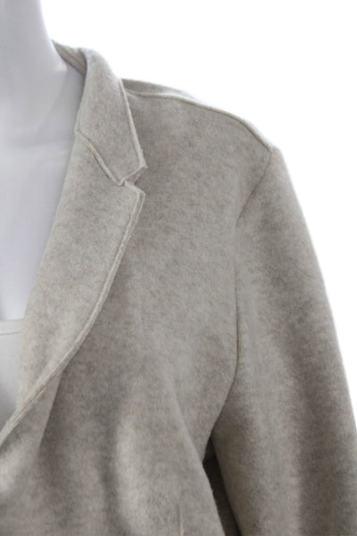 Ross035 Women Cardigan Beige Virgin Wool Button Long Sleeve Size 48
