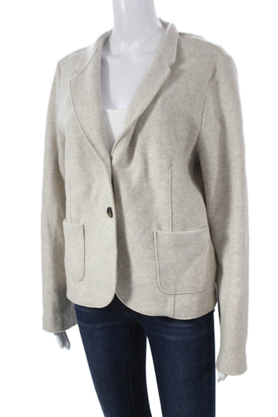 Ross035 Women Cardigan Beige Virgin Wool Button Long Sleeve Size 48