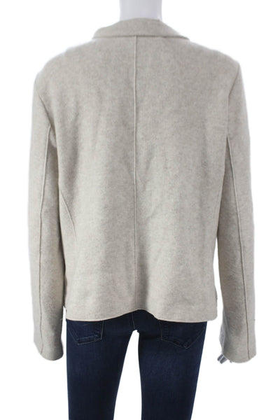 Ross035 Women Cardigan Beige Virgin Wool Button Long Sleeve Size 48