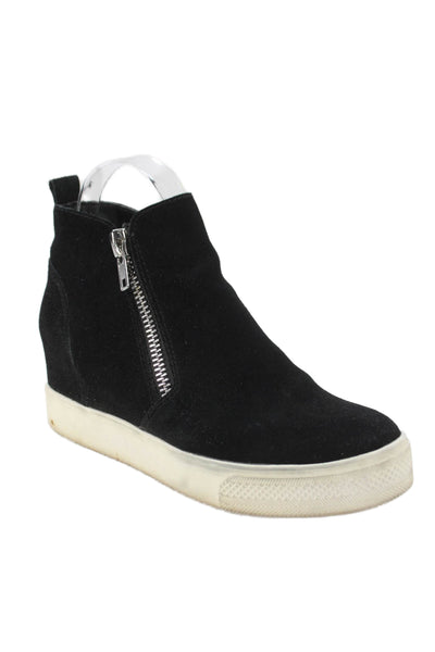 Steve Madden Womens Suede Zip Wedgie Boots Shoes Black Size 7.5