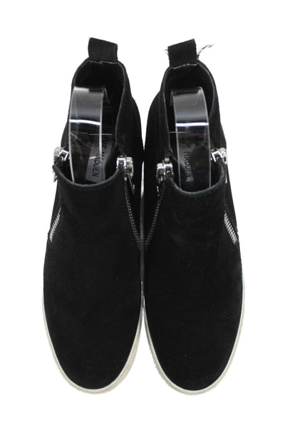 Steve Madden Womens Suede Zip Wedgie Boots Shoes Black Size 7.5