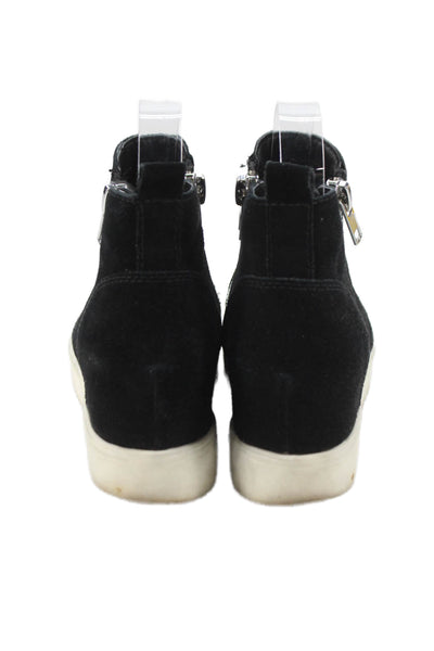 Steve Madden Womens Suede Zip Wedgie Boots Shoes Black Size 7.5