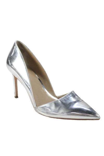 Ann Taylor Womens Shiney Leather Pointed Toe Heels D'Orsay Shoes Silver Size 11M