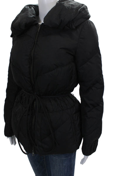 Add Womens Puffer Jacket Black Zip Long Sleeve Winter Size 4