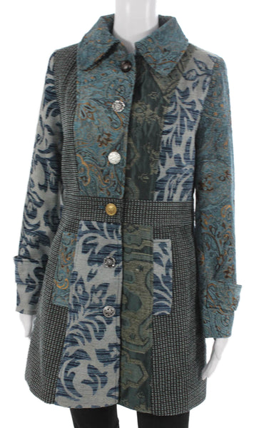 Venus Women Basic Jacket Paisley Multicolor Polyester Button Long Sleeve Size 2