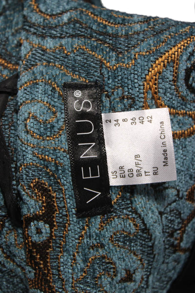 Venus Women Basic Jacket Paisley Multicolor Polyester Button Long Sleeve Size 2