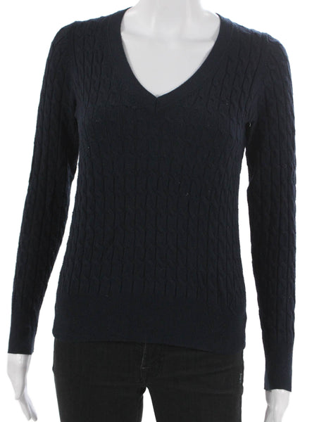Zara Womens Pullover Sweater Blue V Neck Acrylic Long Sleeve Size S